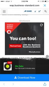 Display ad on Business Standard